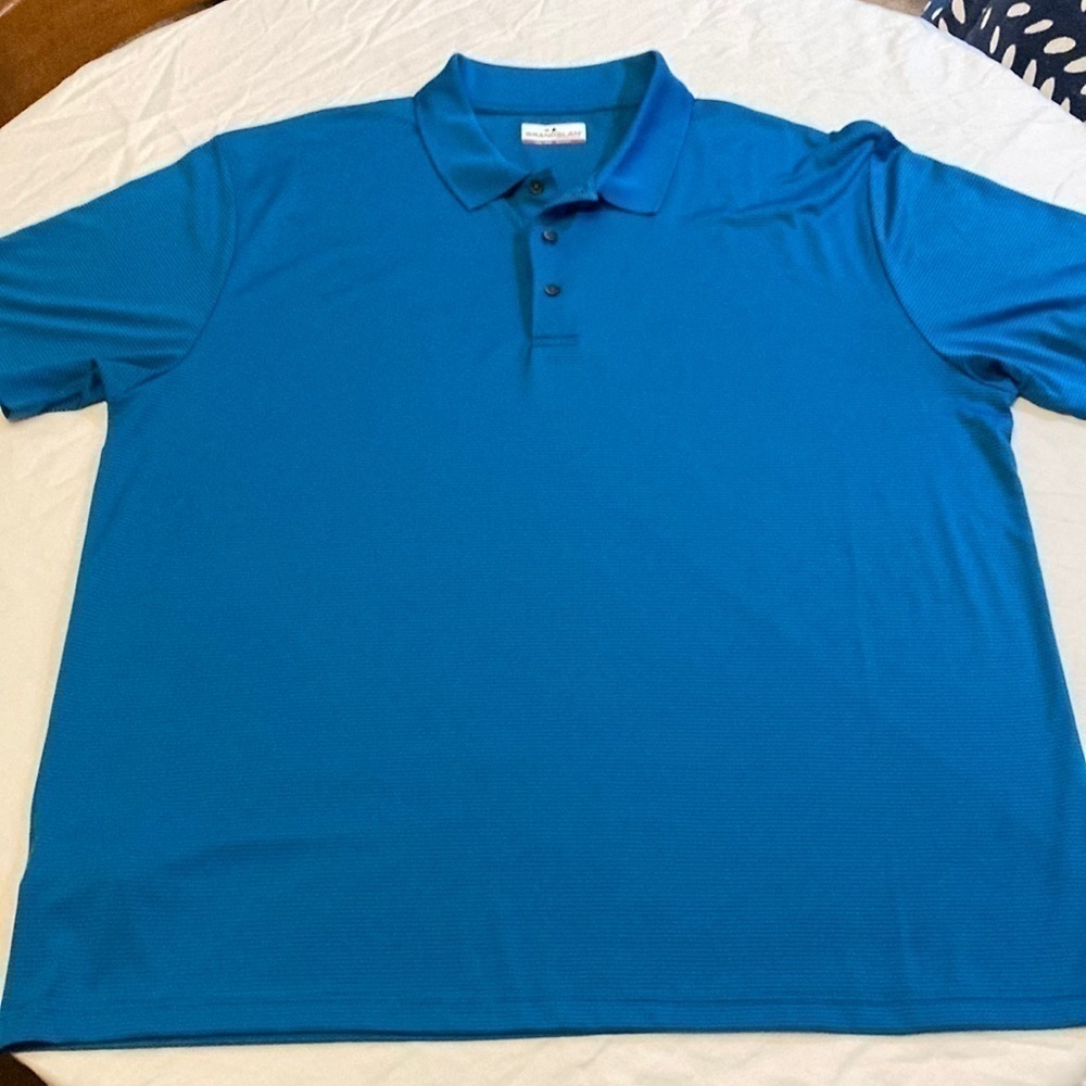 Grand Slam Mens Golf Polo, Dark Turquoise and Black Stripe, Size XXL.